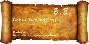Bokse Bökény névjegykártya